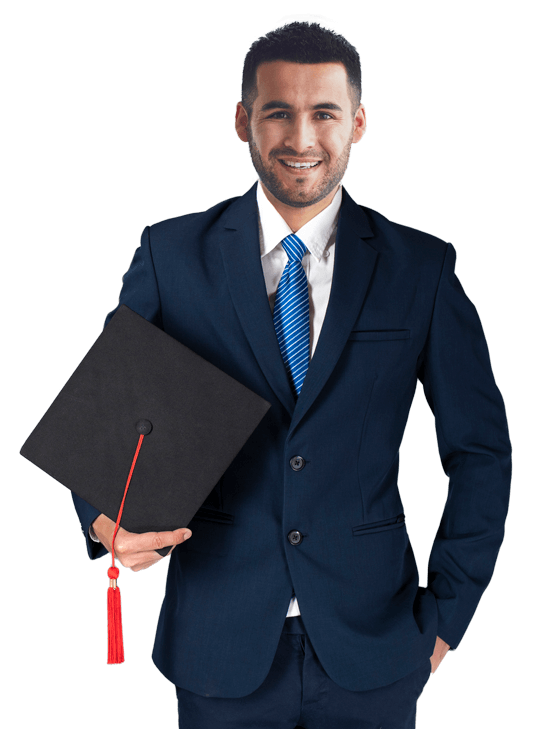 Uśmiechnięty absolwent w garniturze