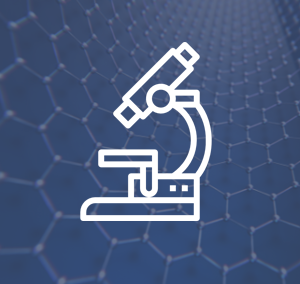 obrazek wyróżniający inżynierii materiałowej — biała ikonka mikroskopu na tle granatowego zajęcia ze strukturą organiczną