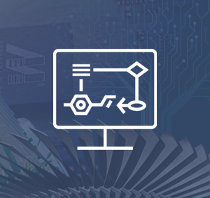 Informatyka materiałowa — biała ikonka na tle granatowego zdjęcia