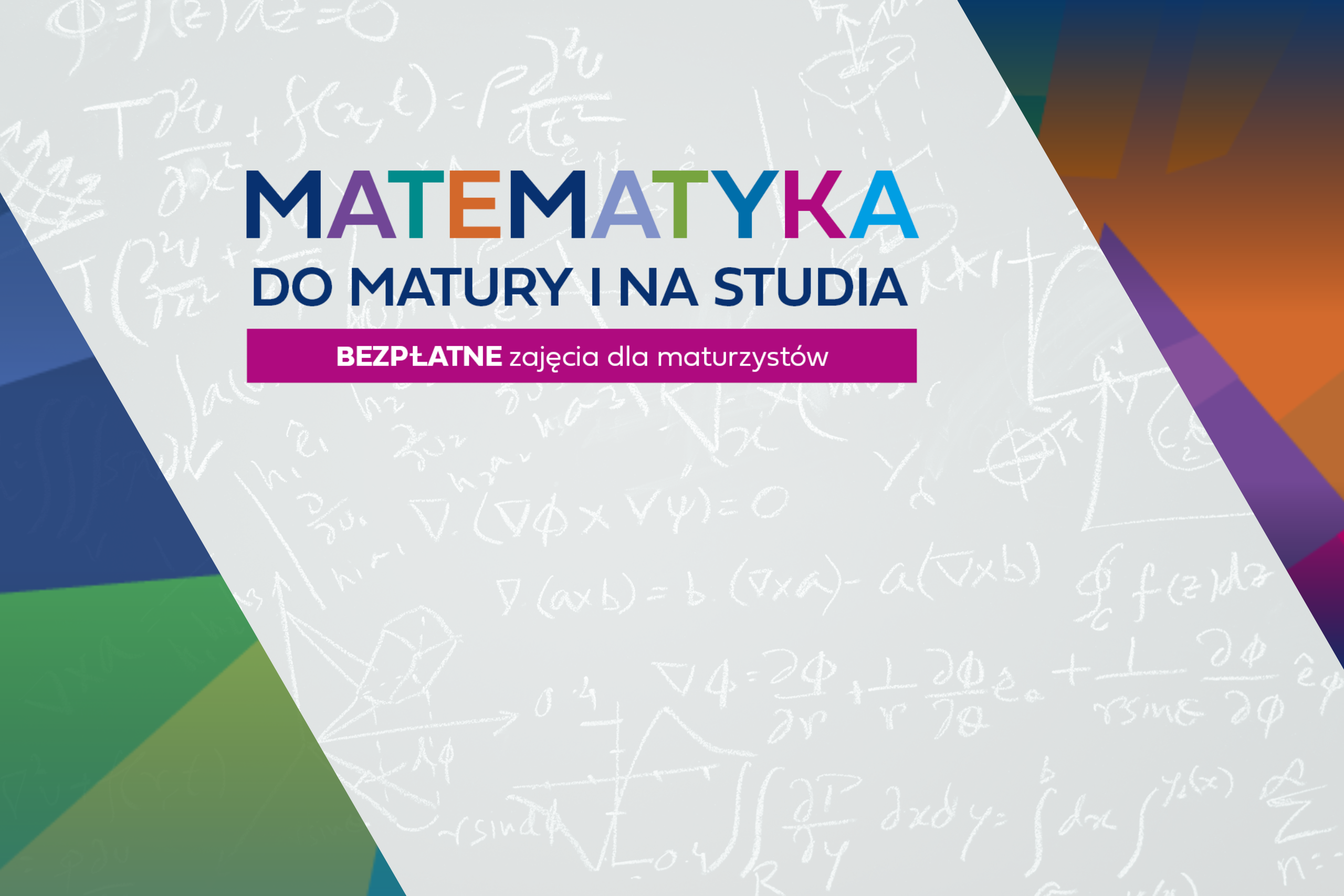 Młoda kobieta z upiętymi włosami, ubrana w bordową bluzę z białymi rękawami, wskazuje oburącz w przeciwnych kierunkach, patrząc w górę z zamyśleniem i lekkim uśmiechem. Tło stanowi niebieska grafika z motywami cyfrowymi i futurystycznymi, m.in. koncentrycznymi okręgami i schematami połączeń. Po lewej stronie znajduje się kolorowy wzór z geometrycznych kształtów oraz napis: „STUDIUJ NA POLITECHNICE KRAKOWSKIEJ! ZAREJESTRUJ SIĘ” – biały i czerwony tekst zachęcający do rejestracji na studia. Grafika promuje rekrutację na Politechnikę Krakowską.