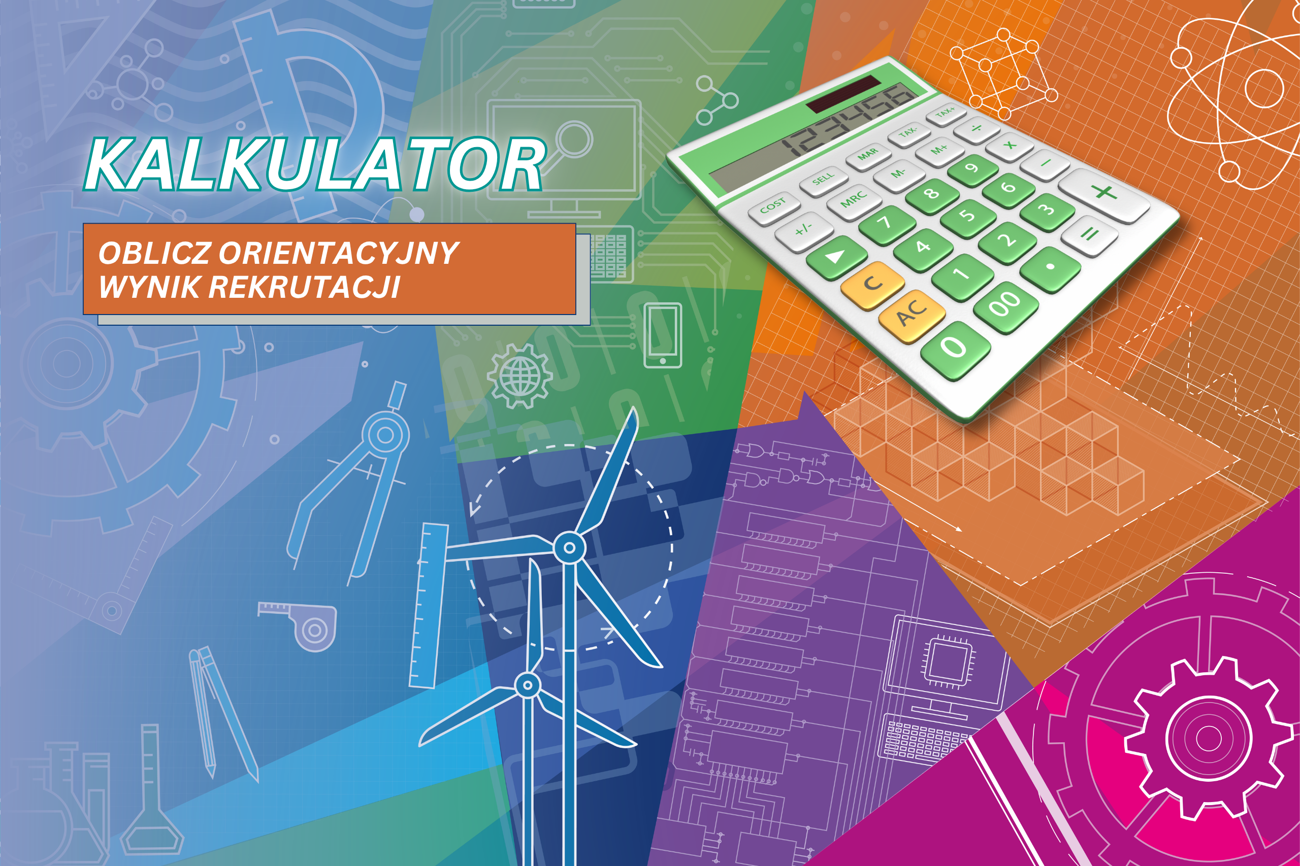 Kolorowa grafika przedstawiająca kalkulator